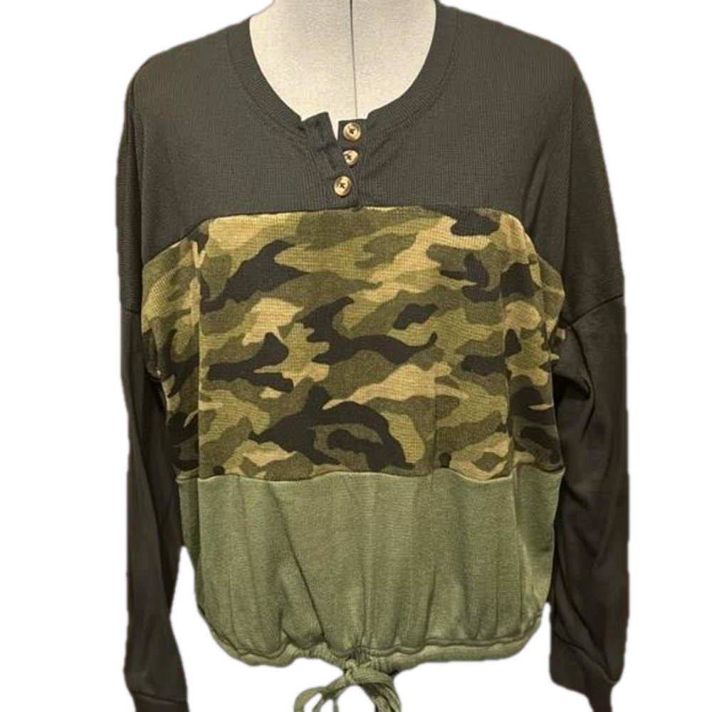 No Boundaries Long Sleeve Thermal Camo Top Size XXL - Picture 2 of 3